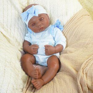 16.14 in Full Silicone dark Brown Reborn Baby Dolls BOY Lifelike Newborn Dolls